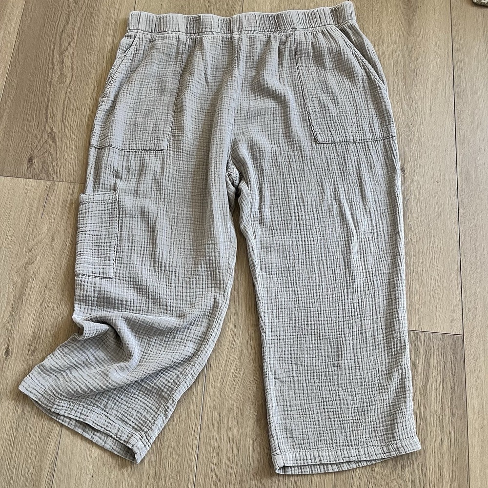 Peace Love World Women's Pants Size XL Boheme Cotton Gauze Tan Beach